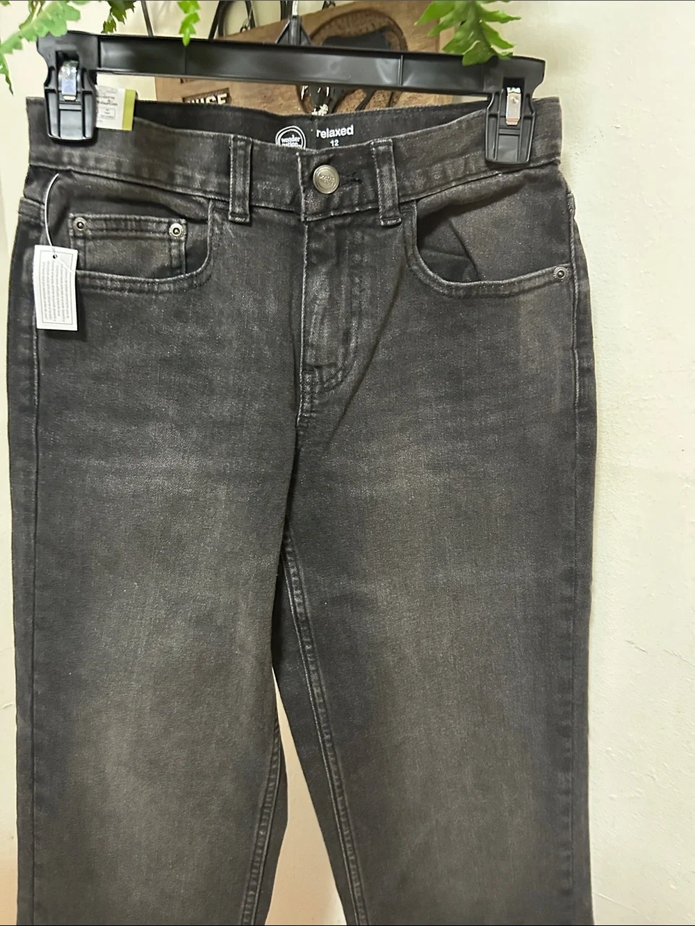 Wonder Nation Boy’s Relaxed Fit Black Washed Jeans.